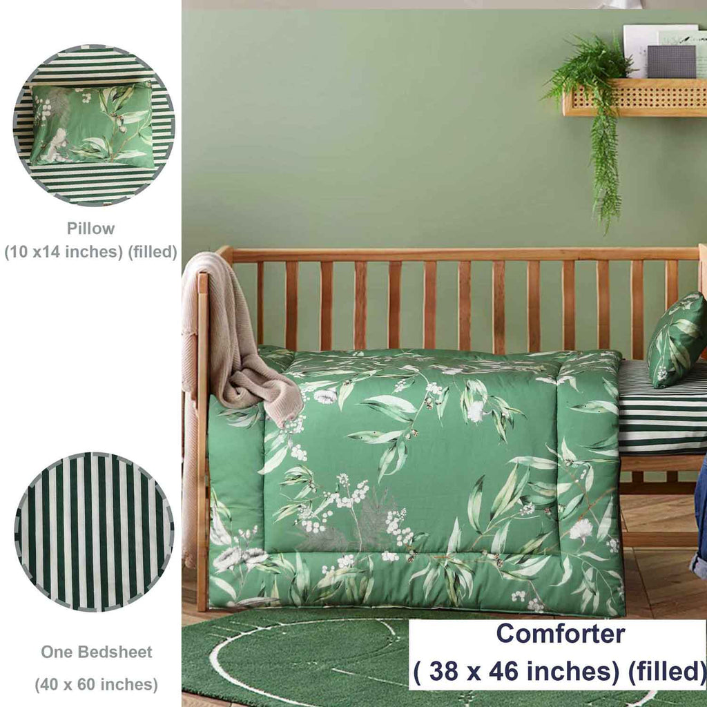 green leaves baby cot set