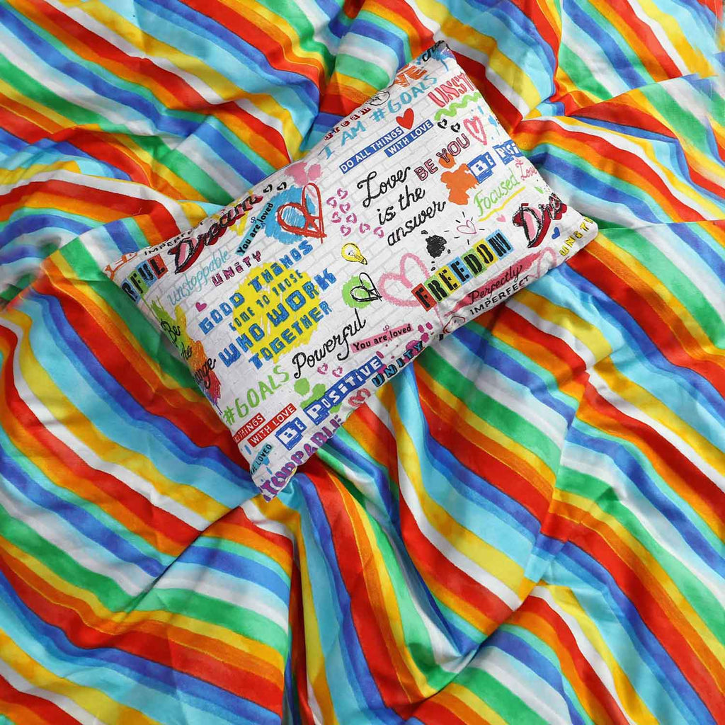 multi rainbow baby bedsheet pillow