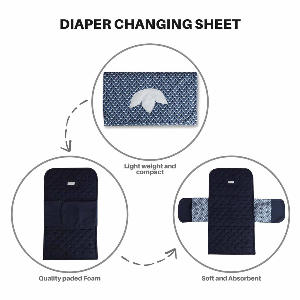 blue leave baby diaper changing sheet
