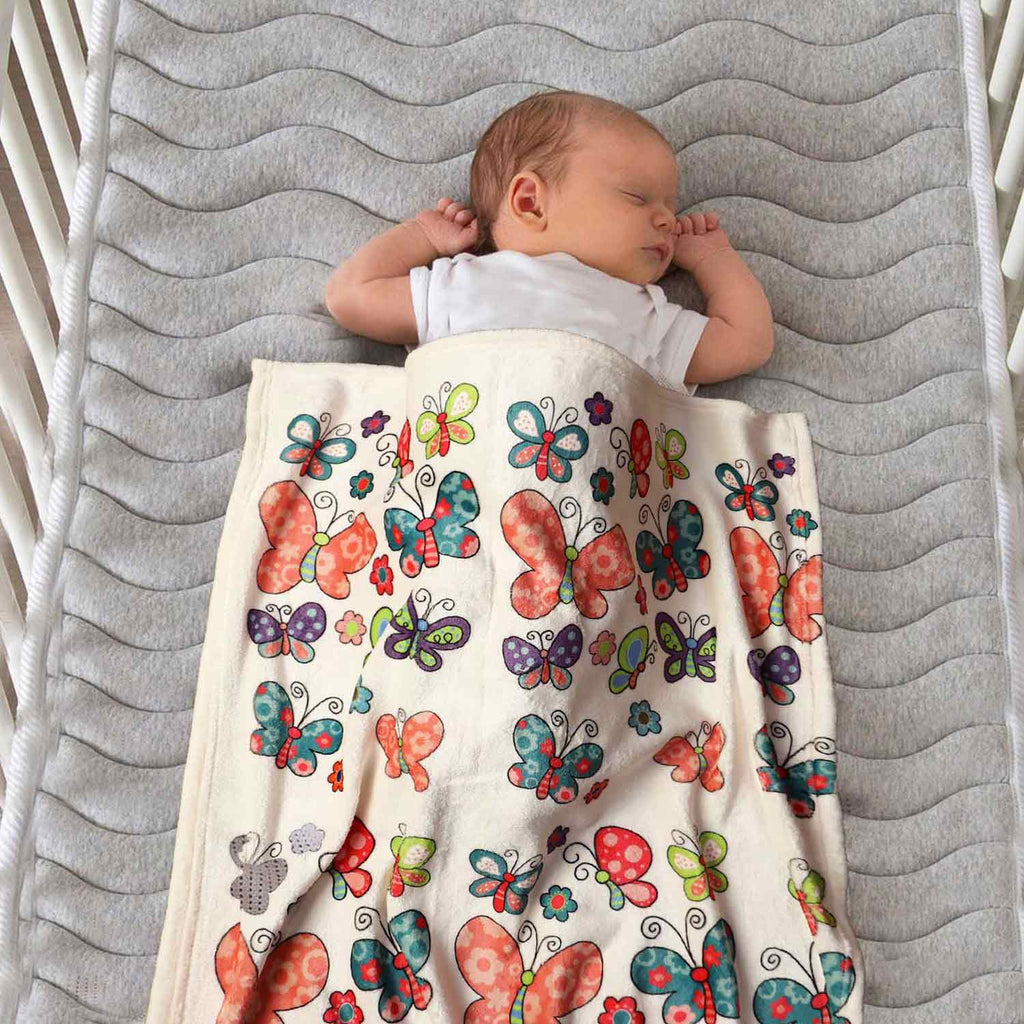 multi butterflies printed baby fleece blanket