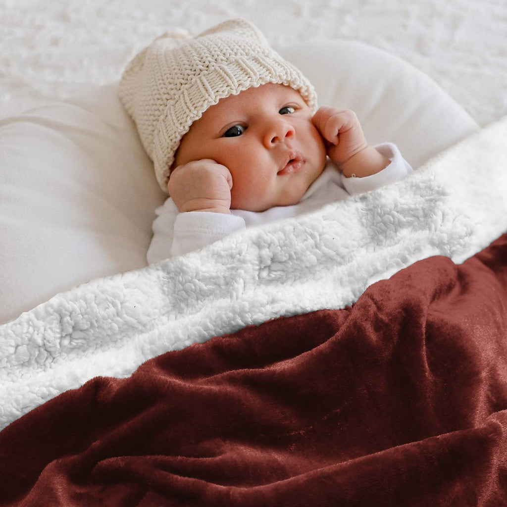 border plush fleece sherpa blanket