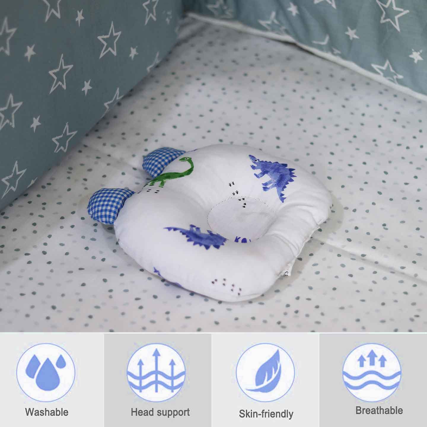 blue dino head shaping cushion