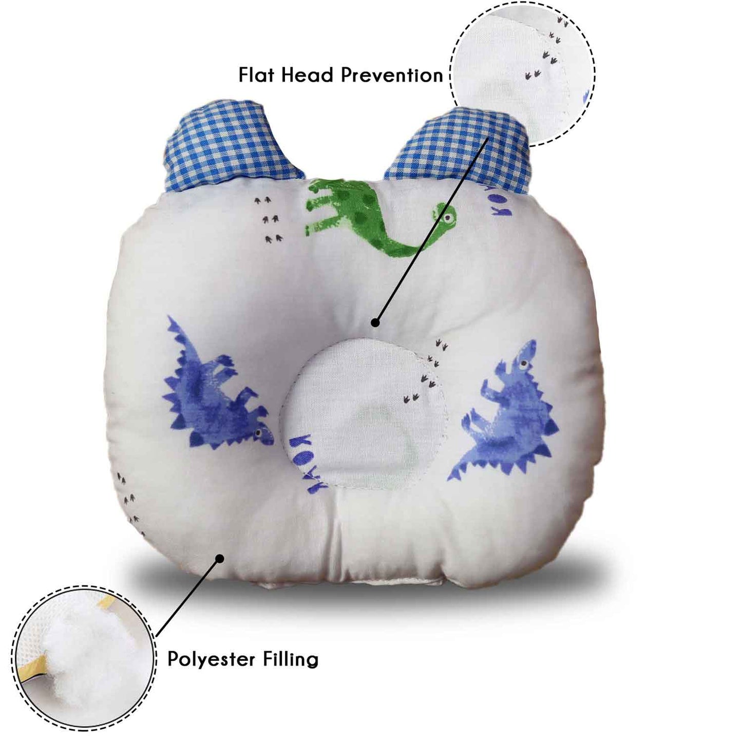 blue dino head shaping cushion