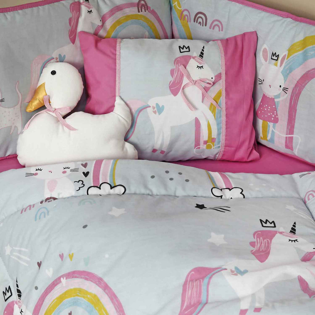 rainbow cat baby cot set