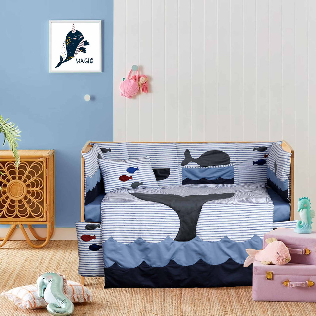 dolphin in the sea baby cot set