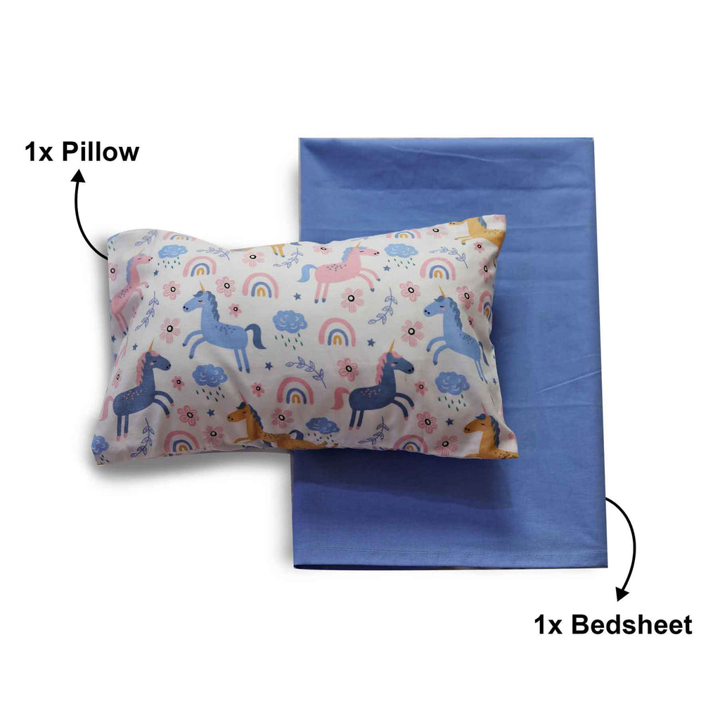 blue unicorn baby bedsheet pillow