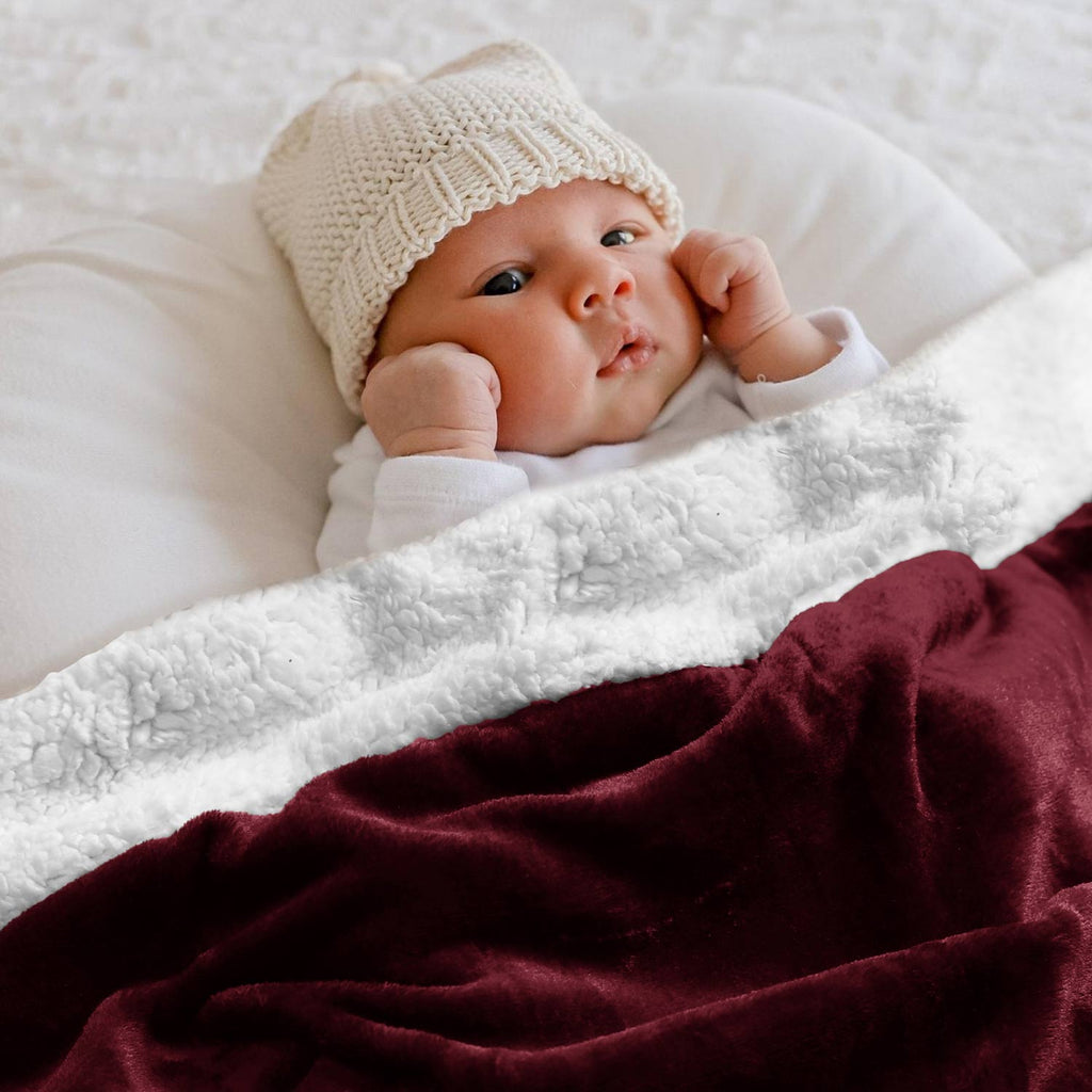 border plush fleece sherpa blanket