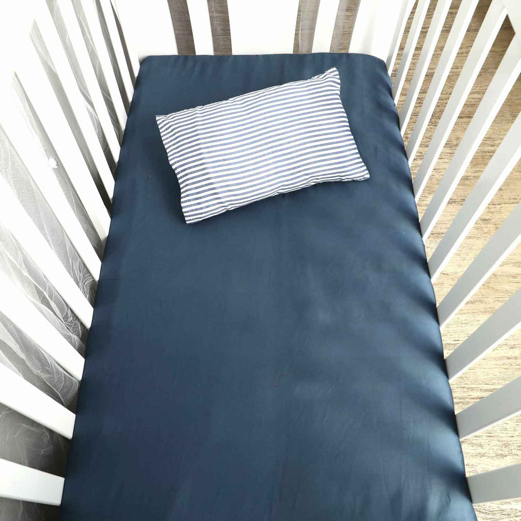 striped blue baby bedsheet pillow