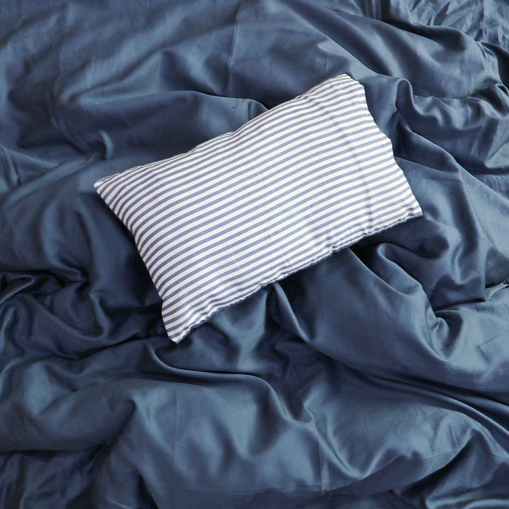 striped blue baby bedsheet pillow