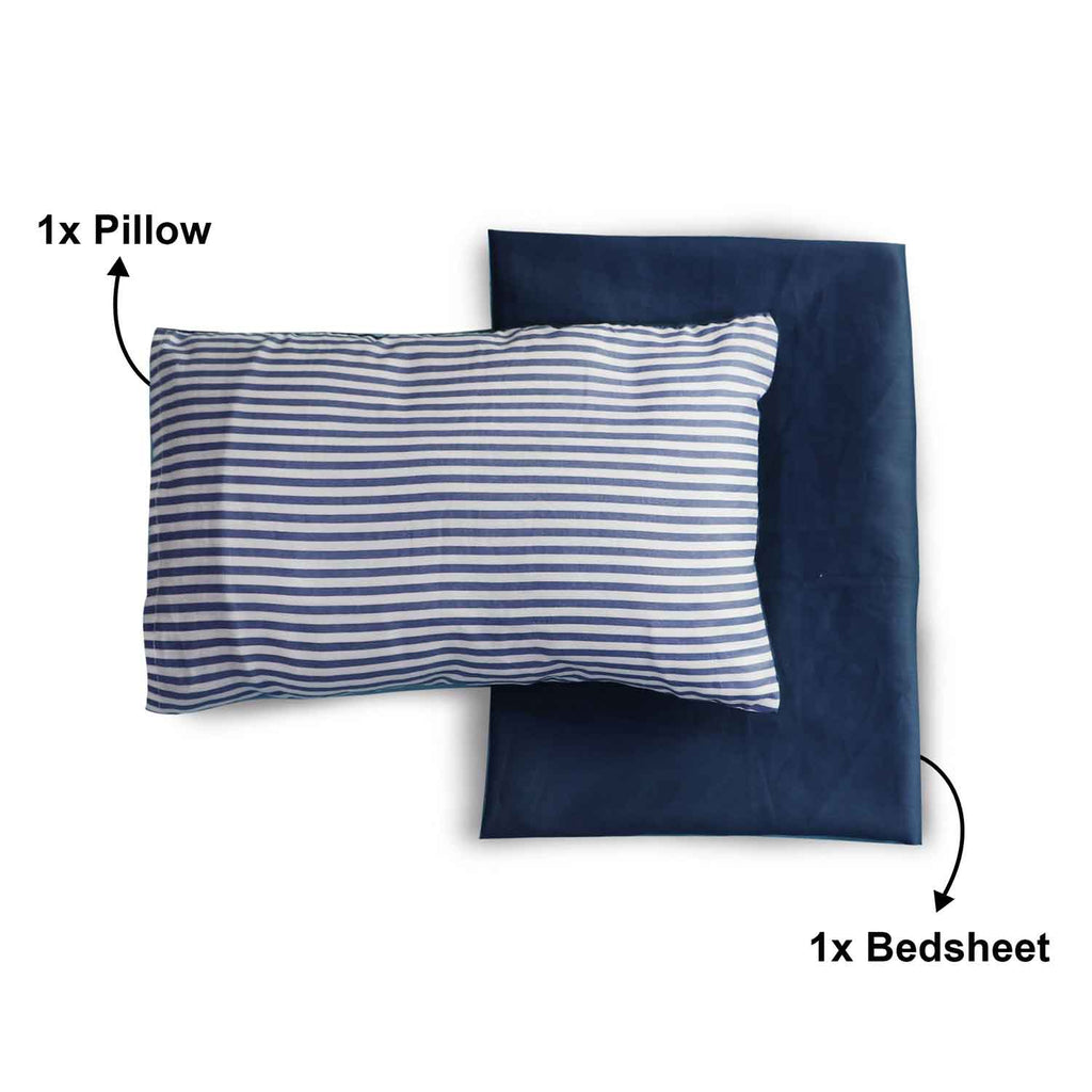 striped blue baby bedsheet pillow