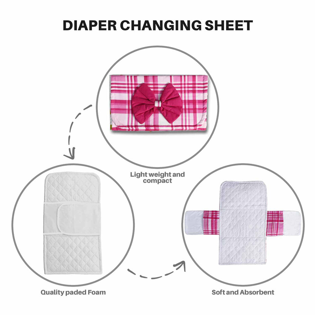 pink check baby diaper changing sheet
