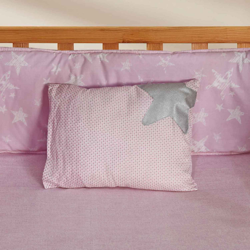 silver quilted star baby cot set