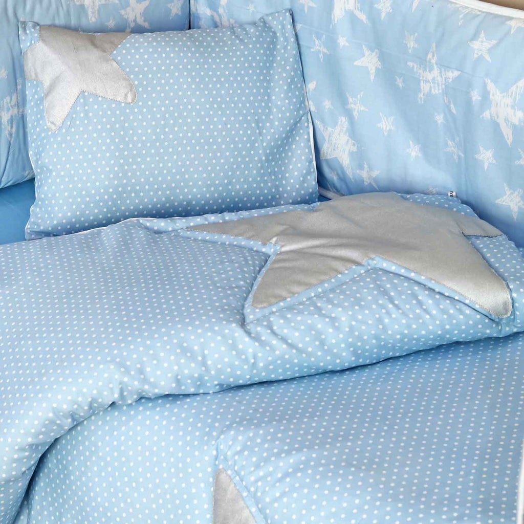 skyblue star baby cot set