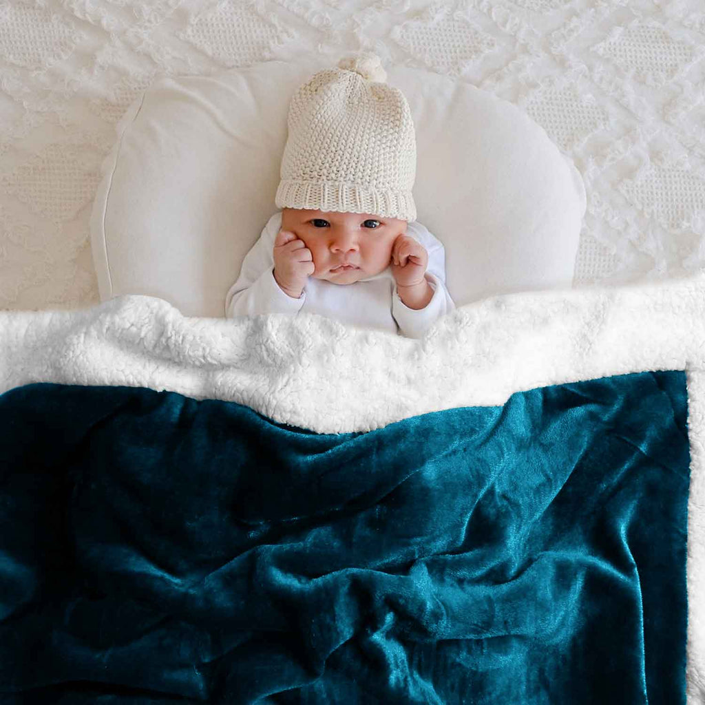 border plush fleece sherpa blanket